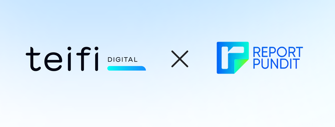 Teifi Digital and Report Pundit logo lockup on a pale blue gradient
