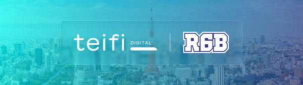 Teifi Digital and R6B logo lockup over a teal-tinted Tokyo skyline